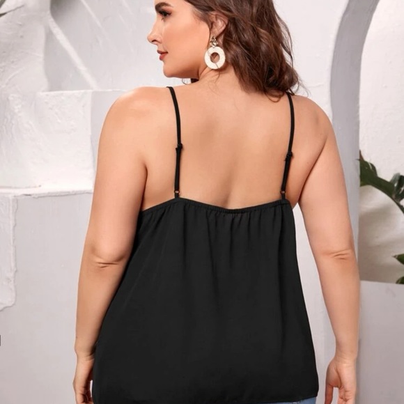 Lace v neck cami tank top navy blue Boho minimalist business casual - Picture 7 of 9